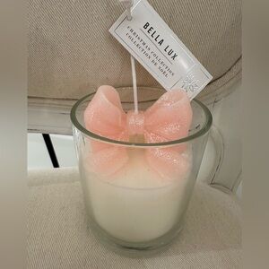 🎀 Bella Lux Viral Pale Pink Sparkle Bow Candle NWT